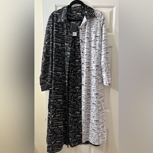 Investments/Slim Factor split-design maxi shirt dress/duster